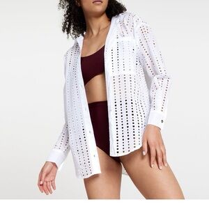 NWT CALIA Oversized WHITE SWIM COVERUP TOP Sz XL $54